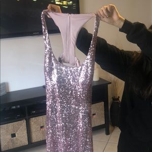 Long pink sequence formal dress